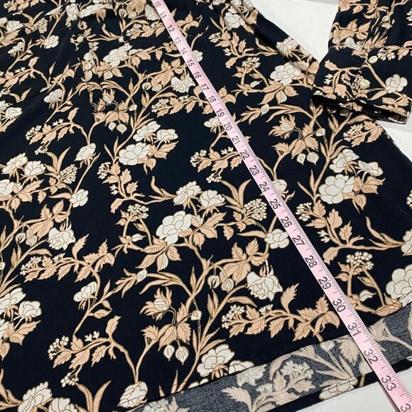 Merona Womens XL Floral Print Long Sleeve Tunic Top Black & Beige - Picture 6 of 7